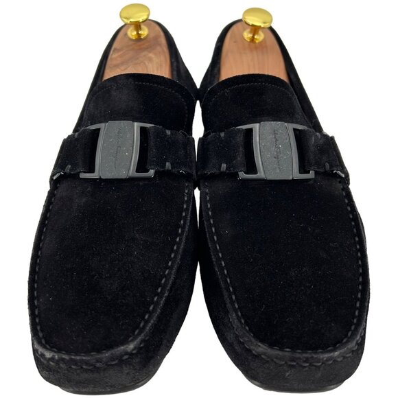 Salvatore Ferragamo Men size 8 Black Suede Bit Driving Loafers Dress Shoes Italy - Picture 2 of 12
